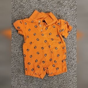 Orange Monkey Baby Romper